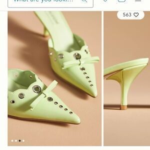 Green Patent Women's Kitten Heel Mules